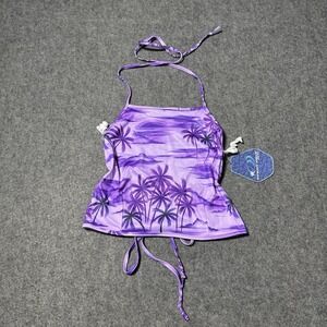 VTG Y2K Ocean Drive NWT Palm Tree Tie Halter Top Open Back Size M Surf Beach